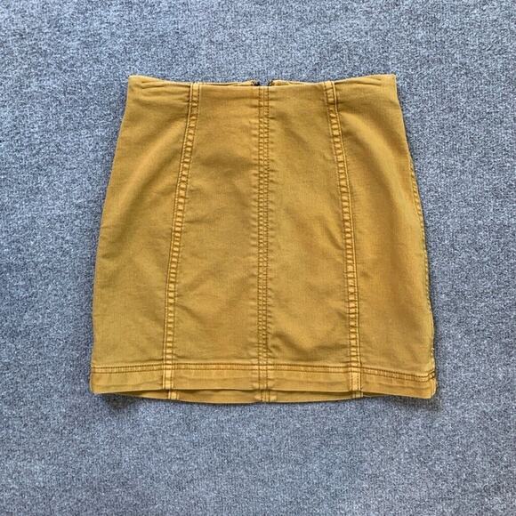 Free People Skirt Womens 0 Honey Cotton Blend Stretch Modern Femme Zip Back Mini - Picture 2 of 10